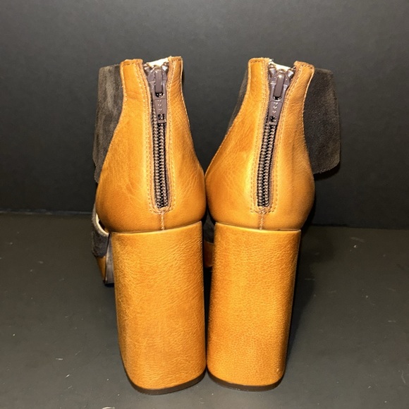 FREE PEOPLE Brown Suede and Tan Platform Chunky Heel Shoes Size 39 - Picture 3 of 9